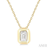 1/3 Ctw Bezel Set Emerald Cut Diamond Bubble Fashion Pendant With Chain in 14K Yellow Gold